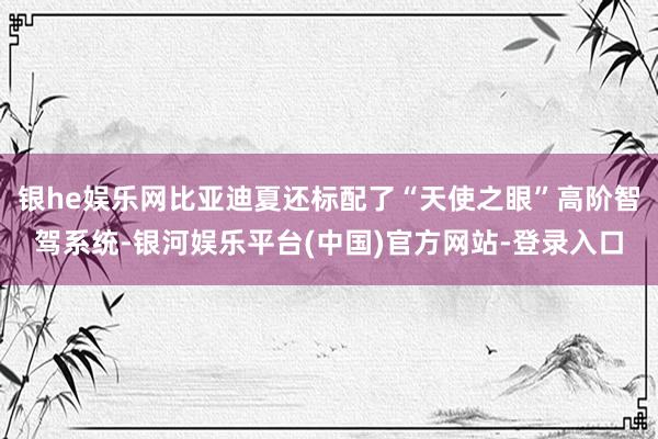 银he娱乐网比亚迪夏还标配了“天使之眼”高阶智驾系统-银河娱乐平台(中国)官方网站-登录入口